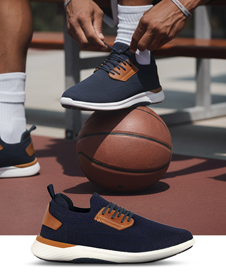 Leather Detail Knit Sneakers