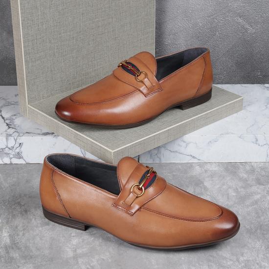 Men Tan Formal Slip Ons