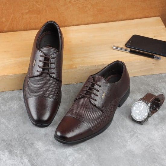Men Maroon Formal Oxford