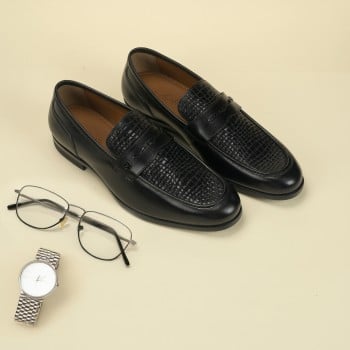 Davinchi Men Black Formal Moccasin(SKU: 14-1249-11-40)