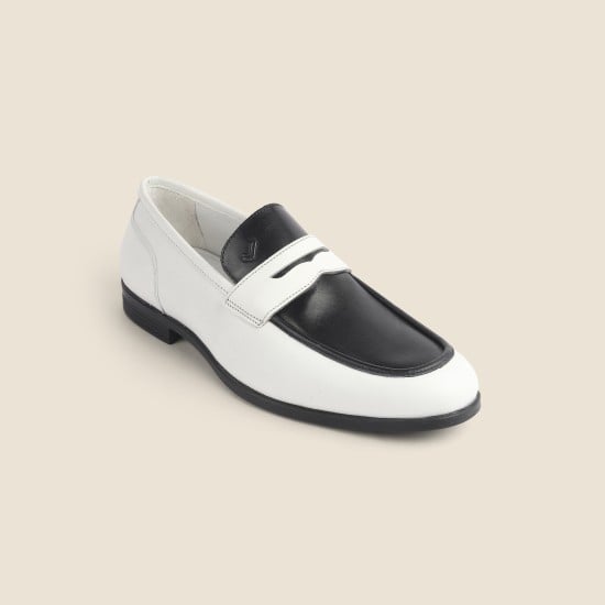 Men White-black Formal Moccasin