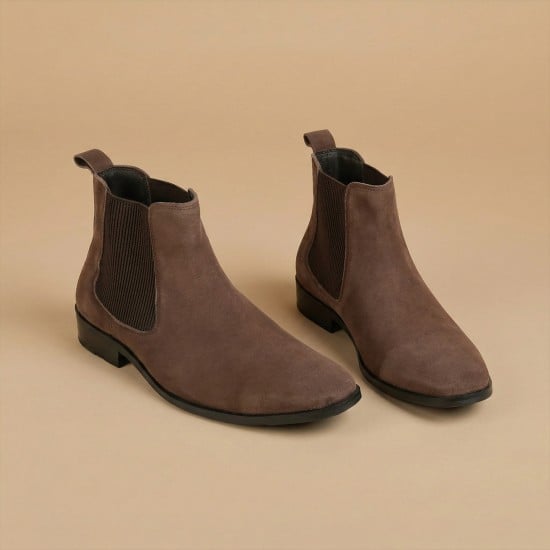 Men Brown-suede Formal Boots