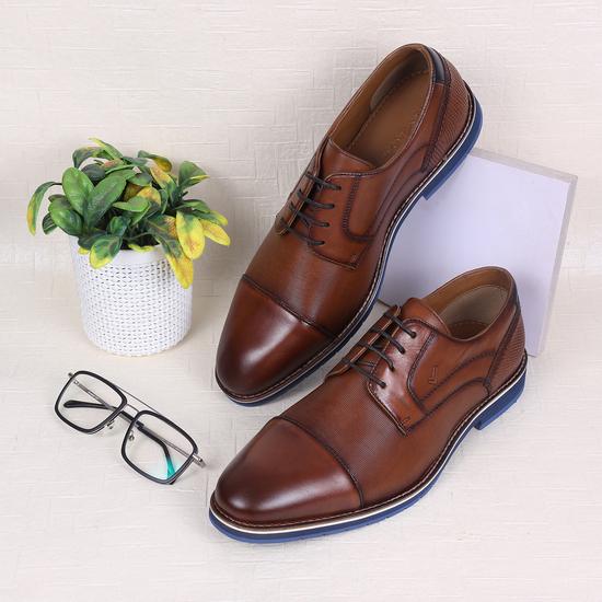 Men Tan Formal Lace Up