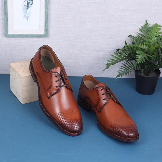 Men Tan Formal Lace Up