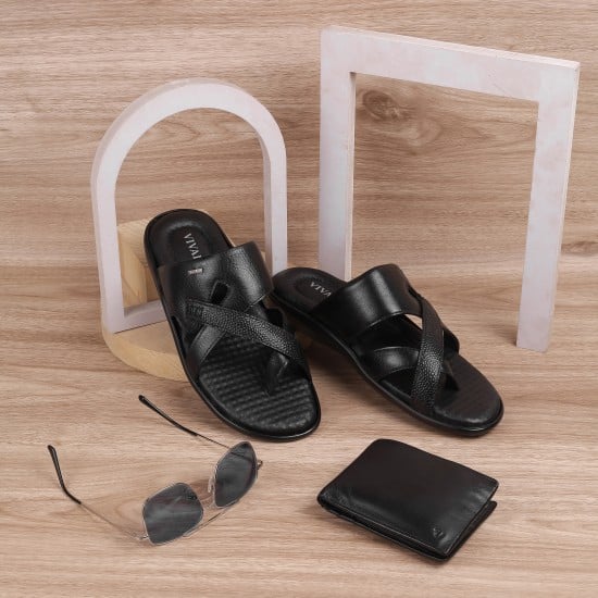 Men Black Casual Slippers