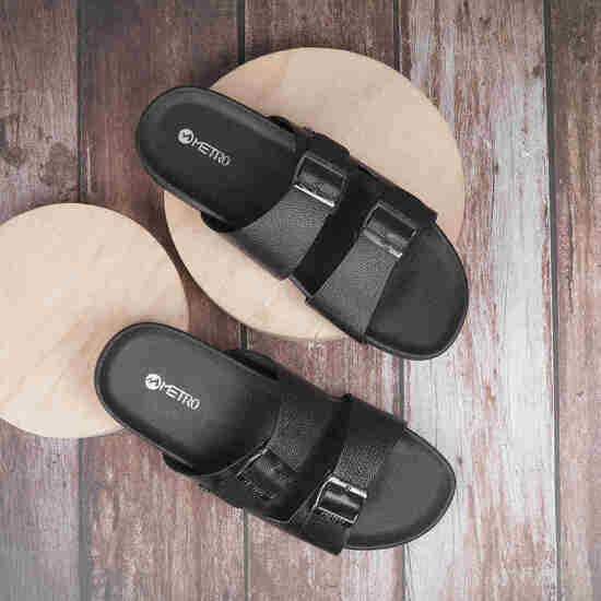 Men Black Casual Slip-Ons