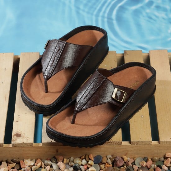 Men Brown Casual Slippers