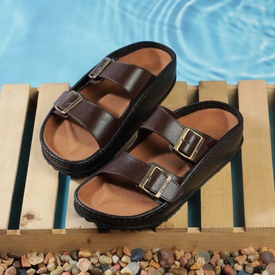 Men Brown Casual Slippers