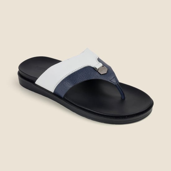 Men White-Blue Casual Slippers