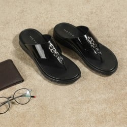 Men Black-pat Casual Slippers