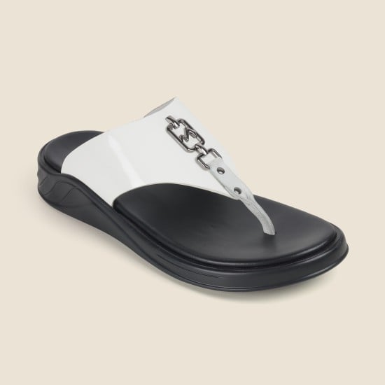 Men White Casual Slippers