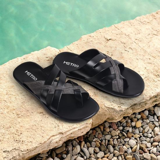 Men Black Casual Slippers