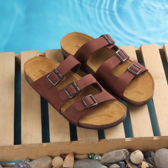 Men Brown Casual Slippers
