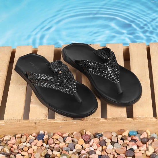 Men Black Casual Slippers