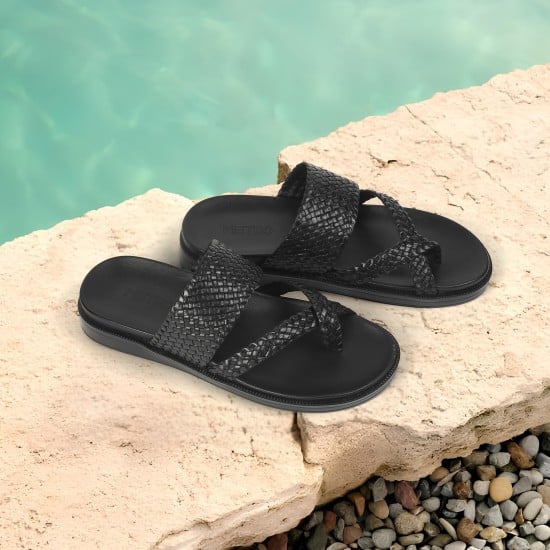 Men Black Casual Slippers