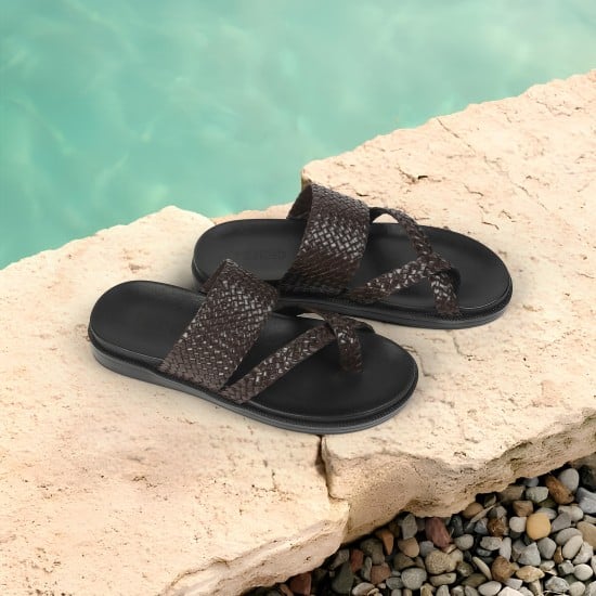 Men Brown Casual Slippers