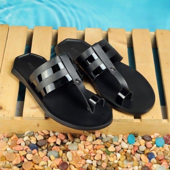 Men Black Casual Slippers