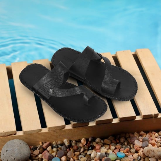 Men Black Ethnic Slippers