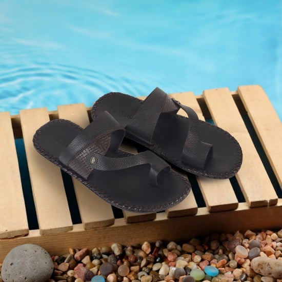 Men Brown Ethnic Slippers