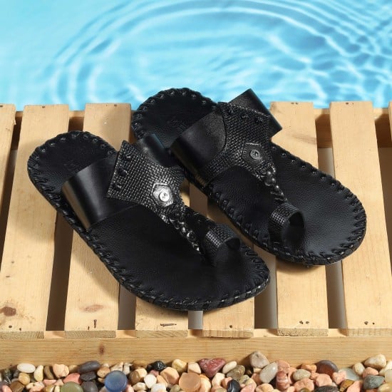 Men Black Ethnic Kolhapuris