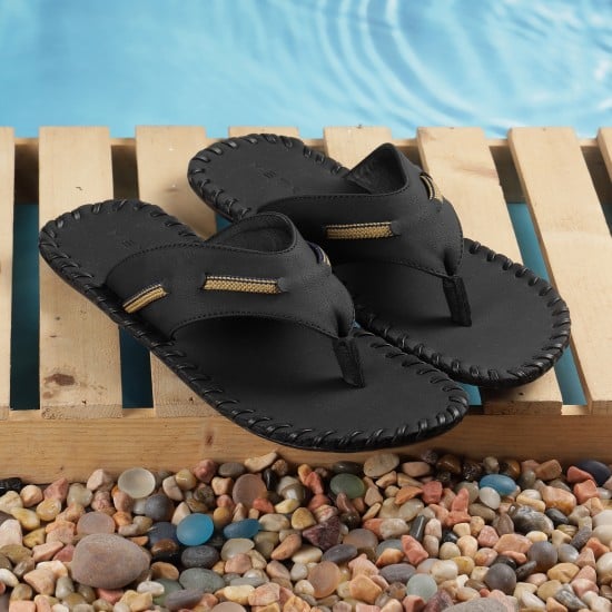 Men Black Casual Slippers