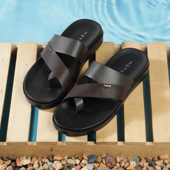 Men Brown Casual Slippers