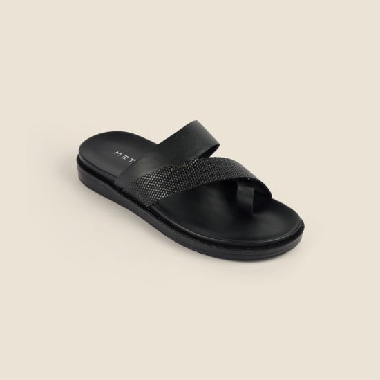Men Black Casual Slippers