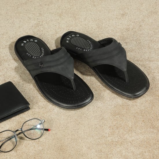 Men Black Casual Slippers