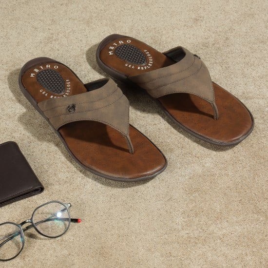 Men Brown Casual Slippers