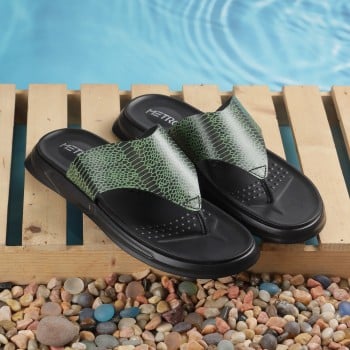 Metro Men Green Casual Slippers(SKU: 16-1203-21-40)