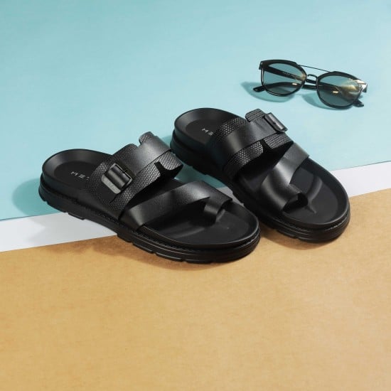 Men Black Casual Slippers