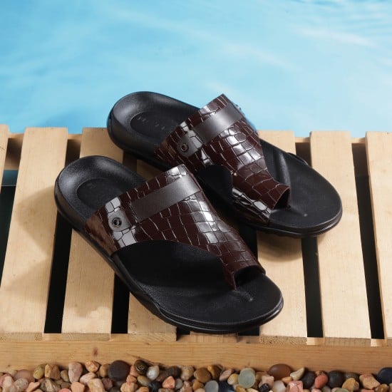 Men Brown Casual Slippers