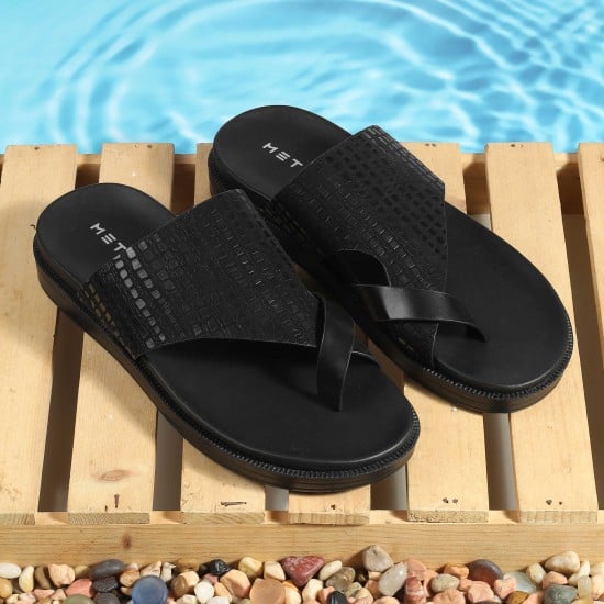Men Black Casual Slippers