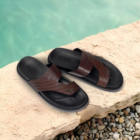 Men Brown Casual Slippers