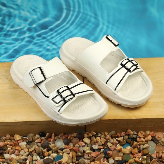 Men White Casual Slippers