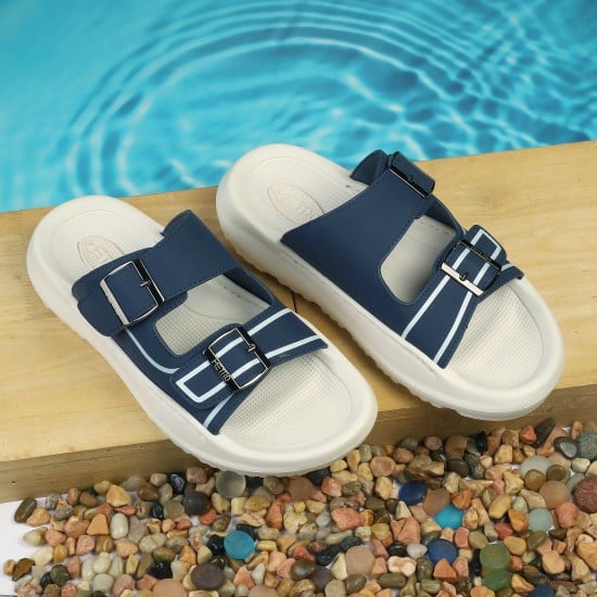 Men Blue-navy Casual Slippers