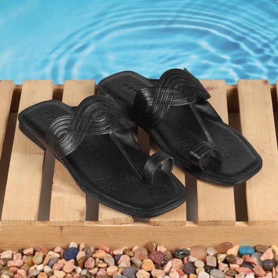 Men Black Ethnic Kolhapuris