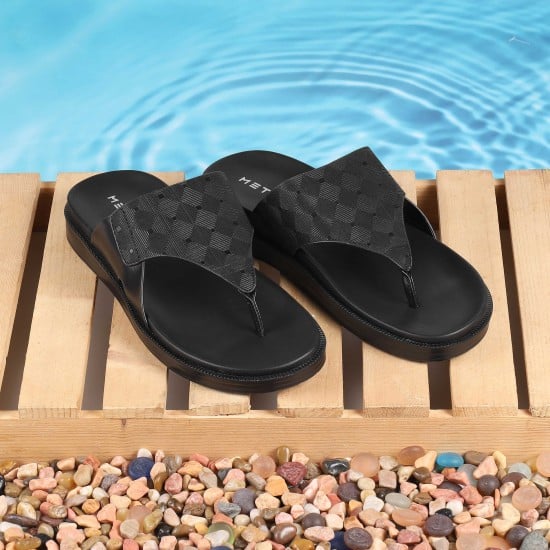 Men Black Casual Slippers