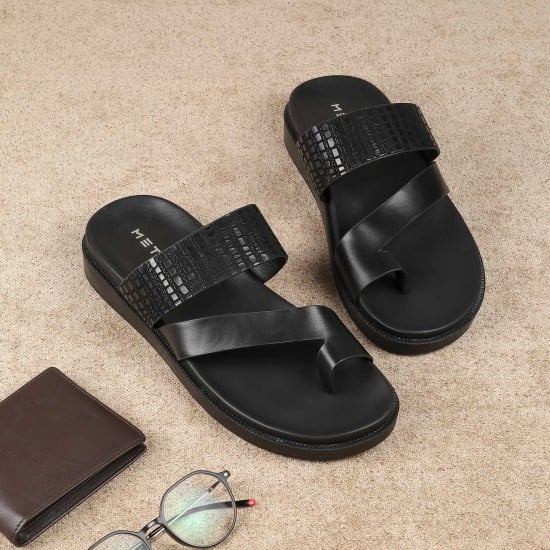 Men Black Casual Slippers
