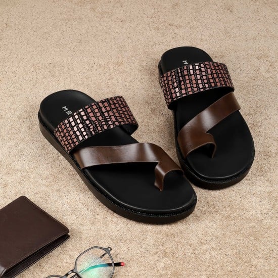 Men Brown Casual Slippers