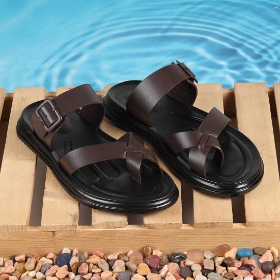 Men Brown Casual Slippers