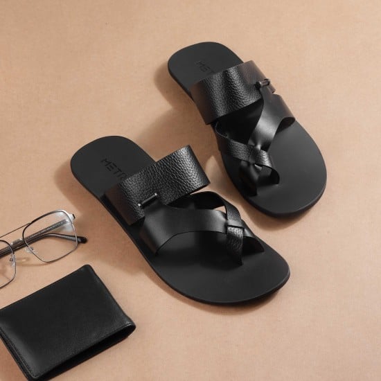 Men Black Casual Slippers