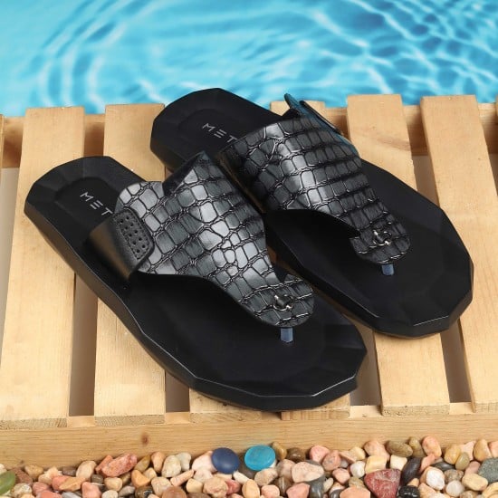 Men Black Casual Slippers