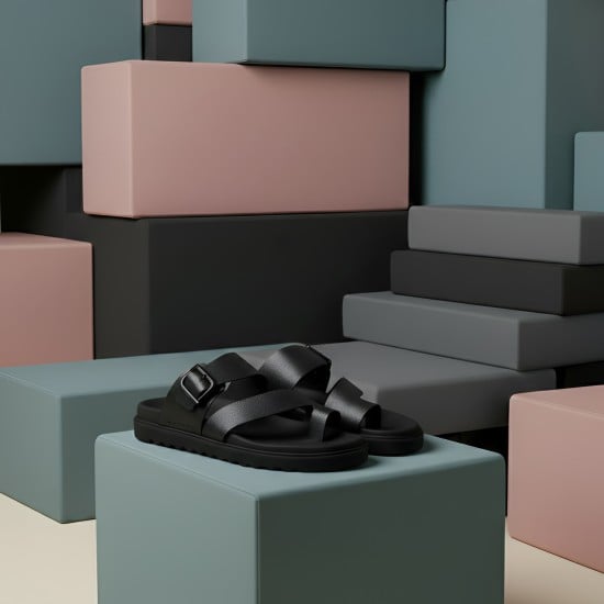 Men Black Casual Slippers