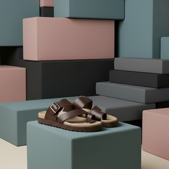 Men Brown Casual Slippers