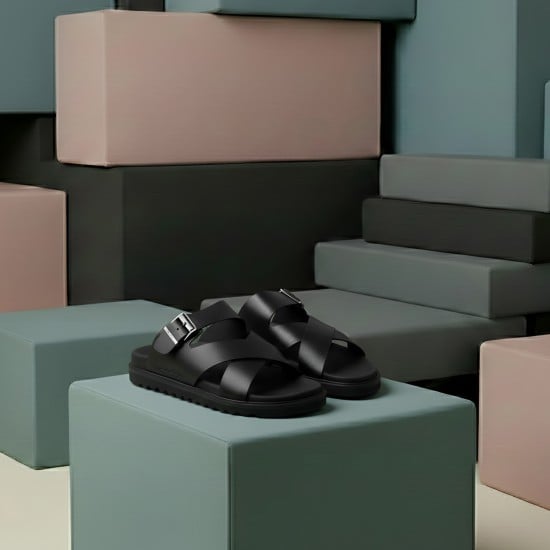 Men Black Casual Slippers