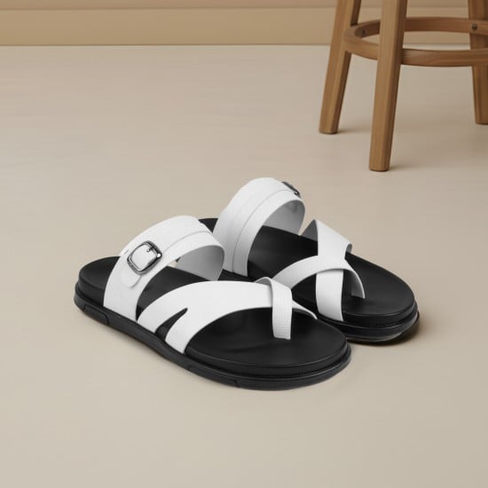 Men White Casual Slippers