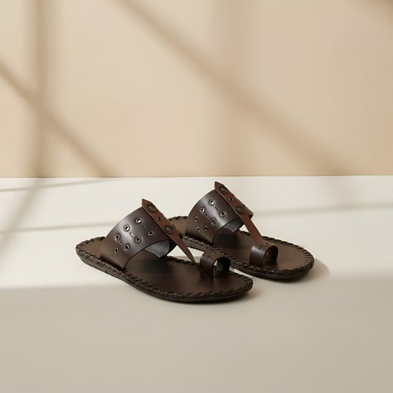 Men Brown Ethnic Slippers