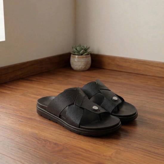 Men Black Casual Slippers