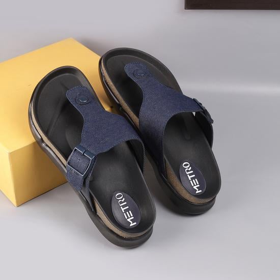 Men Navy-Blue Casual Slippers